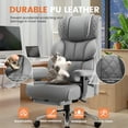 thumbnail image 3 of CoolHut Big and Tall Office Chair 400LBS, Adjustable Headrest Ergonomic Computer Desk Chair, Executive Leather Chair with Adjustable Armrest, High Back Office Chair Havy Duty Design, Gray, 3 of 9