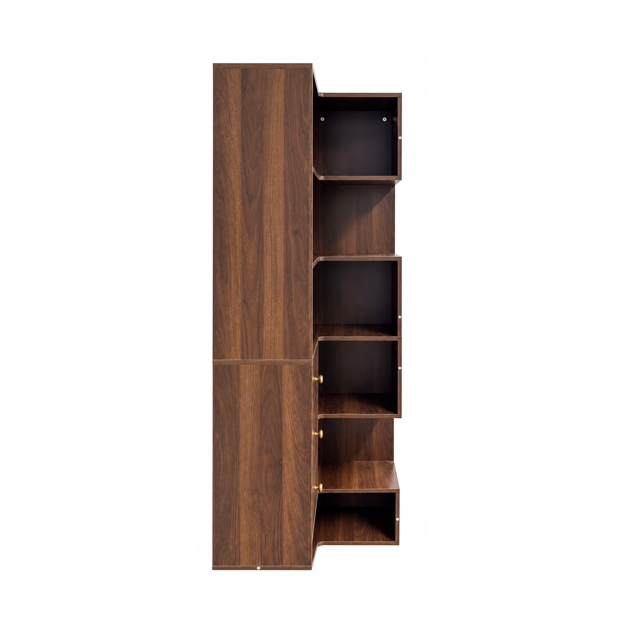 71" Tall Corner Bookcase with 3 Drawers, 6-Tier L-Shaped Bookshelf with Open Cases