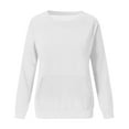 thumbnail image 4 of Dezsed Women's Oversized Sweatshirt Fashion Solid Casual Loose Round-Neck Long Sleeve Pocket Pullover Tops Blouse White XXL, 4 of 5
