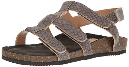 Ermonn Womens Open Toe Strappy Buckle Cork Sole Footbed Slide Sandals Brown 
