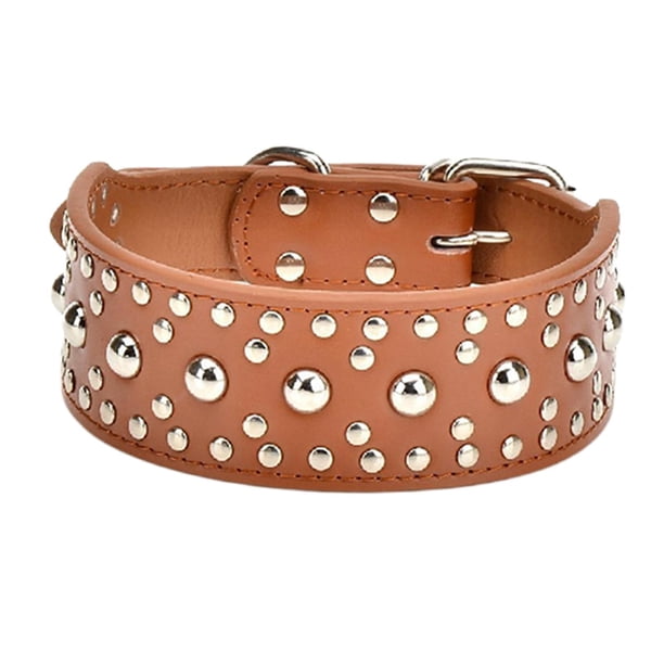 Collar para mascotas duradero, grande, 5 cm de grosor, con , cuero , 1 pieza, collar de moda, collar de ajustable, S color S marrón