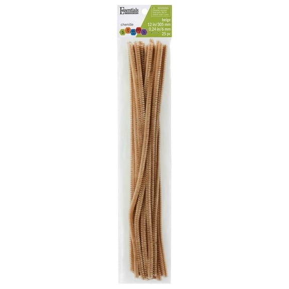 Essentials By Leisure Arts Arts Chenille Stem 12" 6mm Beige 25pc