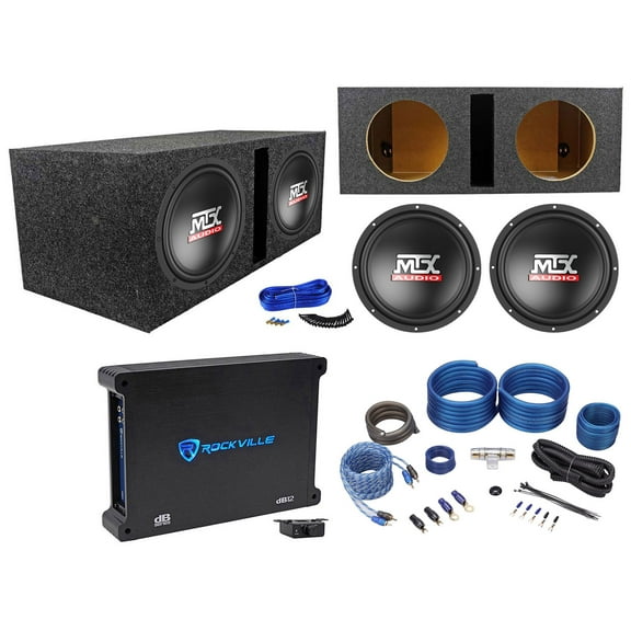(2) MTX Terminator TN10-04 10” 600w Subwoofers Vented Box Mono Amplifier Amp Kit