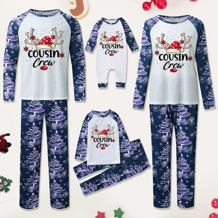

shucnskos Kids Christmas Pajamas Christmas Family Parent Child Top Trousers Pajamas Set (Baby) Blue Women s Nylon T-Shirt