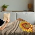thumbnail image 3 of Poodle Soft Flannel Fleece Throw Blanket, Sunflower and Dog on a Wooden Background, Cozy Plush for Indoor and Outdoor Use, 70" x 90", Pale Brown Marigold, by Ambesonne, 3 of 5