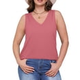thumbnail image 5 of White Tank Top Women Womens Tank Tops Sleeveless Tops for Women Women's Solid Color V Neck Cover Strip Casual Blouse Pink XL, 5 of 8