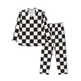 thumbnail image 1 of Balery Black and White Checkerboard Pijama para Hombre de Dos Piezas con Manga Larga, Conjunto de Dormir y Descanso Suave con Bolsillos-Medium, 1 of 7