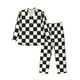 thumbnail image 1 of Balery Black and White Checkerboard Pijama para Hombre de Dos Piezas con Manga Larga, Conjunto de Dormir y Descanso Suave con Bolsillos-Medium, 1 of 7