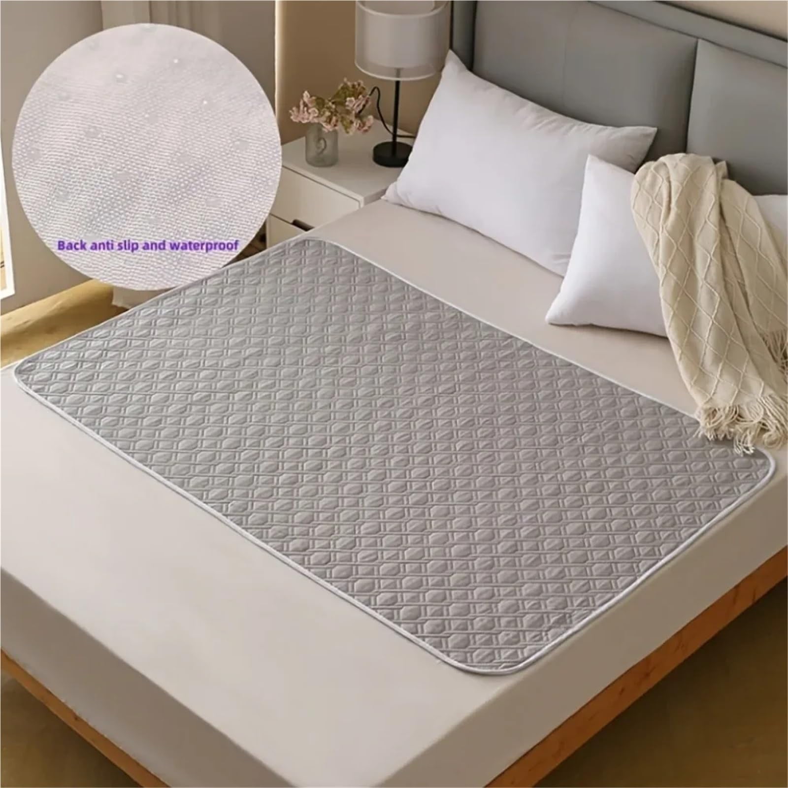 2Pcs Washable Incontinence Bed Pads, 31 x 47 inch Waterproof Mattress Protector Underpad, Reusable Pee Pads Chucks Pads for Adults Elderly (Grey)