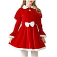 thumbnail image 2 of NAISIBABY Girls Velvet Dress, Long Sleeve Funny Christmas Casual Party Dress Red 9-11T, 2 of 6
