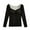 Black, variant on Rohuuque Thermal Shirts for Women Solid Color V Neck Thermal Underwear with Built-in Bra All-in-one Long Sleeve Winter Warm Top Black