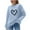 Light Blue, variant on qelini Pullover Sweaters for Women Heart Print Crewneck Pullover Long Sleeve Blouses Casual Trendy Knitted Tops