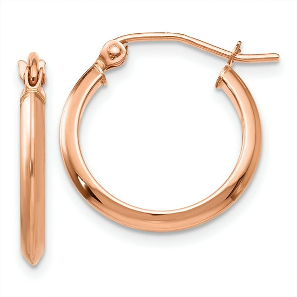 14K Rose Gold Rose 2.5mm Knife Edge Hoop Earrings
