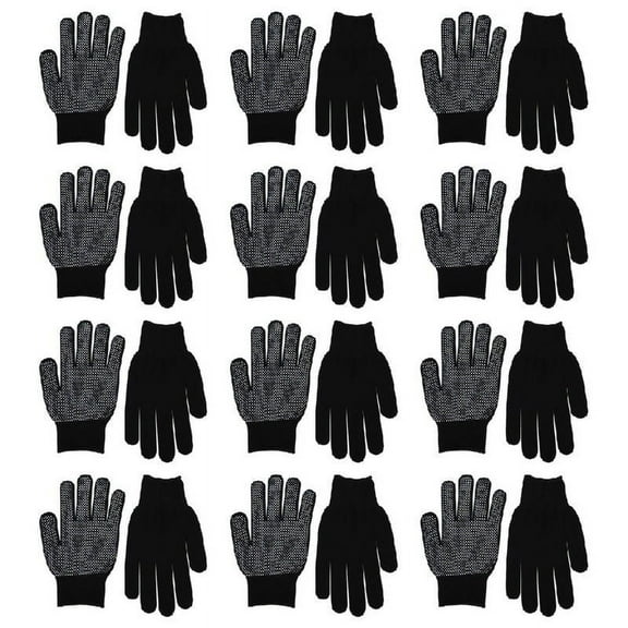 12 Pair Single Sided Working Gloves Polyester Cotton Work Gloves with Grip Dots