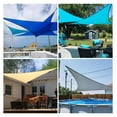 thumbnail image 2 of Paradise 18' x 18' x 18' Sun Shade Sail Triangle Canopy, Permeable Shade Cloth Fabric Sunlight Block Cover HDPE Deck Awning for Outdoor Backyard Pergolas Roof Shading, Beige White Strip, 2 of 6