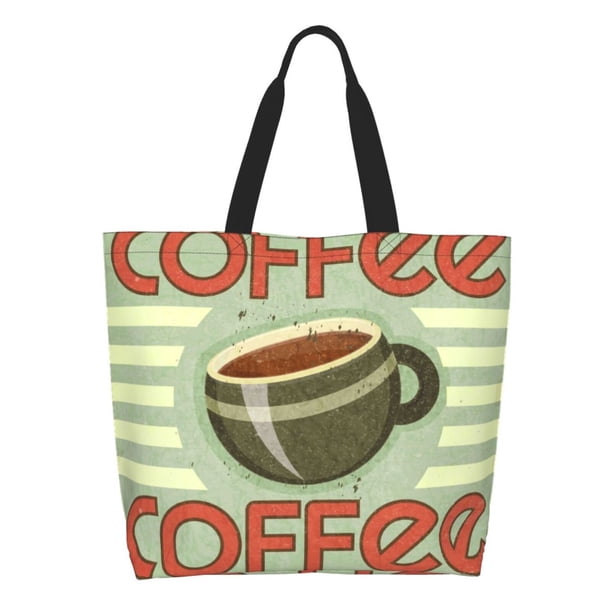 Fotbe Retro Cover For Coffee Bolsa Tote Estética de Lona con Estampado para Mujer - Bolsa Reutilizable de Hombro Casual para Vacaciones, Compras, Trabajo y Gimnasio