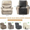 thumbnail image 2 of TOPCHANCES Plush Recliner Chair Cover, Faux Rabbit Fur 1-Seater Sofa Cover, Washable Armchair Protector with Adjustable Elastic Belt for 23 Inches Recliner (Gray), 2 of 10