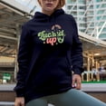 thumbnail image 2 of Let's Get Lucked Up feat. a Rainbow, St. Patrick's Day Quote Art Merch Gift, Navy Blue Hooded Sweatshirt or Hoodie, XL, 2 of 5