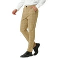 thumbnail image 4 of INSPIRE CHIC Men's Dress Plaid Slim Fit Flat Front Business Pants with Pockets 30 Khaki, 4 of 7