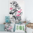 thumbnail image 2 of Designart ' Pink Vintage Lotus Flower and Monochrome Leaves ' Traditional Canvas Wall Art Print, 2 of 4