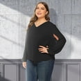 thumbnail image 5 of Askfv Women's Plus Size Casual Chiffon Loose Shirt Balloon Sleeve V-Neck Blouse Top, 5 of 5