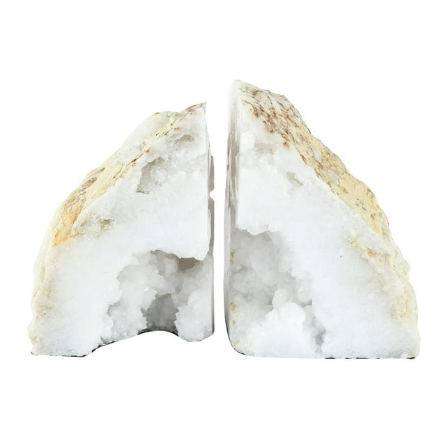 Sujetalibros Benzara, piedra blanca natural, 9 x 8 x 12 cm, geoda