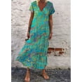 thumbnail image 3 of 2021 Cross-Border Women's Clothing  European And American New Printed Dress Popular V-Neck Short Sleeve Dress Loose Large Size, 3 of 3