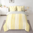 thumbnail image 3 of Castle Fairy Vintage Vertical Stripe King Bedding 7pcs,Abstract Thin Line King Bed in a Bag,Gold Cream White,Reversible, 3 of 7
