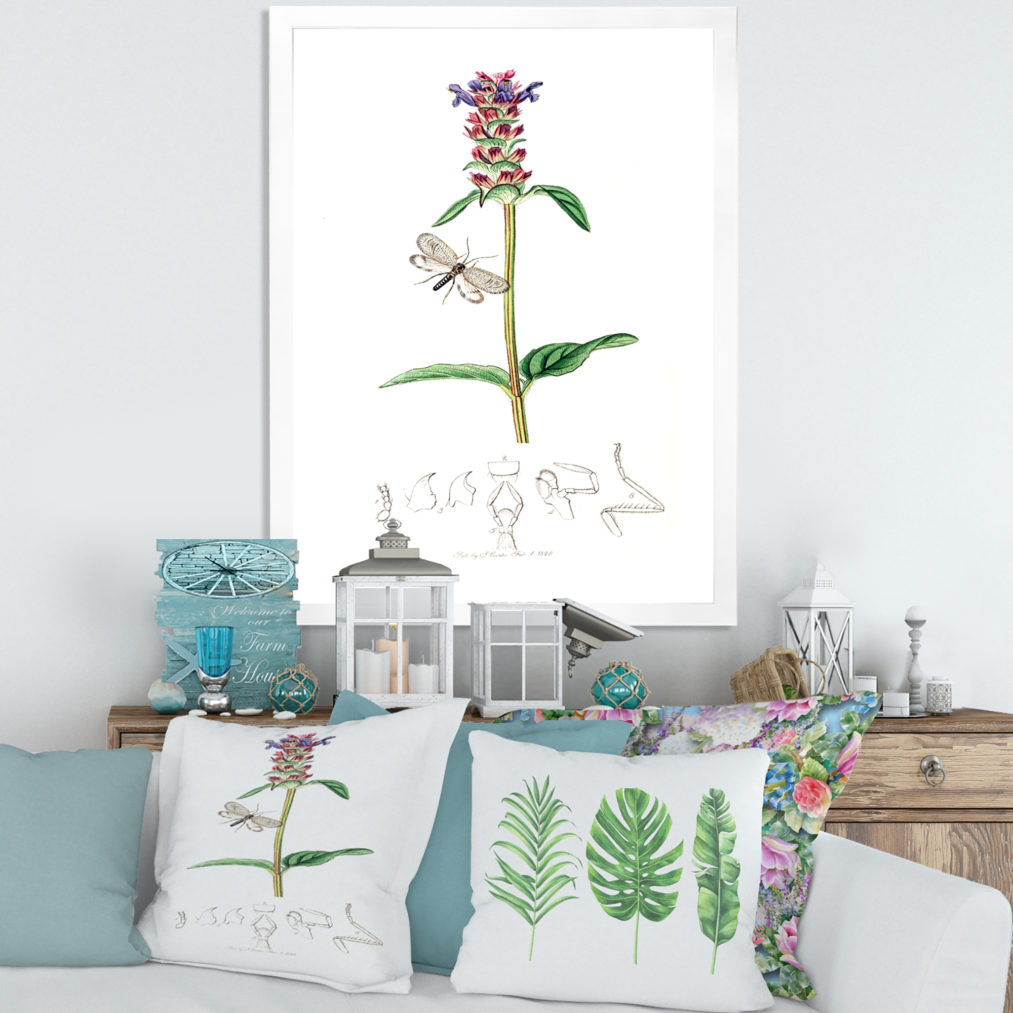 Designart 'Ancient Insects and Plants II' Farmhouse Framed Art Print