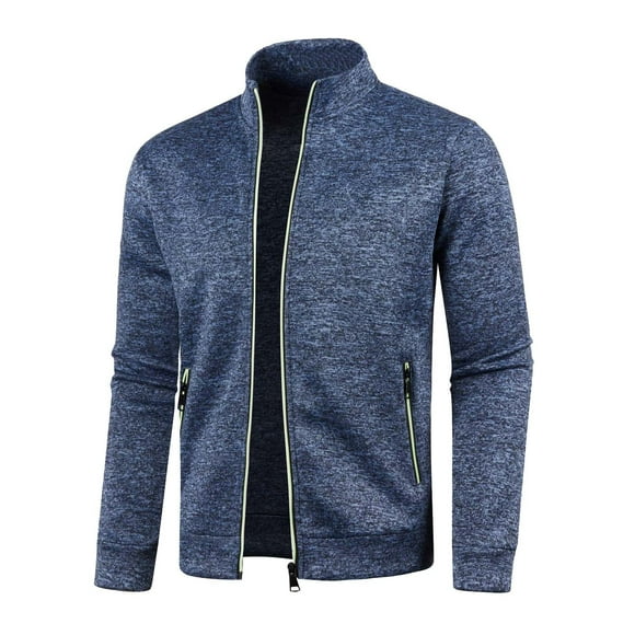 2025 Men's Sweater Coat Mens Autumn and Winter Men Fleece Jacket Zipper Neck Solid Sweater Sports Coats for Men Long Sleeve Top Men's Work Coats and
