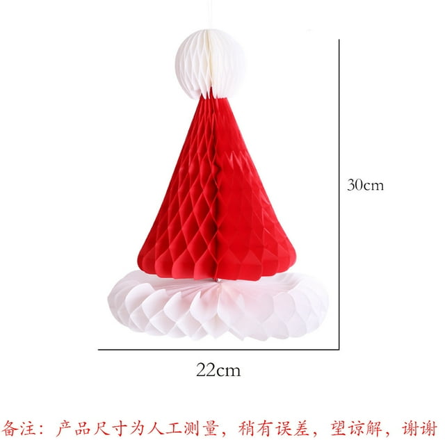 Colgante de felpa para árbol de Navidad, Papá Noel, campana pequeña, alce, copo de nieve, estrella, bolsa de la suerte, bastón de caramelo, Feliz Año Nuevo(1pc honeycomb hat