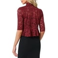 thumbnail image 3 of INSPIRE CHIC Lace Shrug for Women's Evening Wedding Half Sleeve Ruffle Hem Elegant Shrug XS Burgundy, 3 of 5
