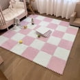 thumbnail image 5 of 10pcs Soft Fluffy Plush Puzzle Foam Floor Mats, Interlocking Square Foam Tiles Area Rug Carpet for Living Room & Bedroom Decoration, 5 of 7