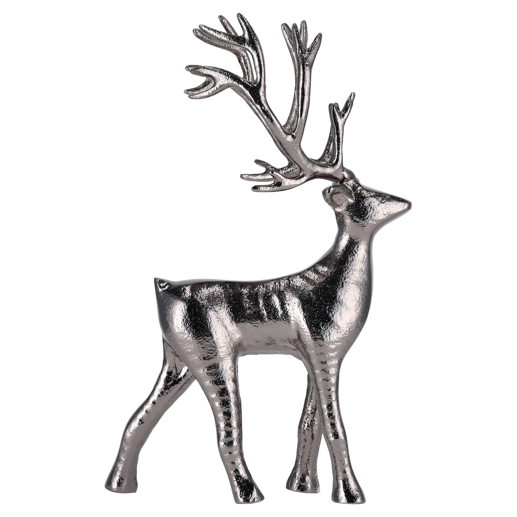 Holiday Time Aluminum Casted Standing Reindeer Christmas Decoration, Black, 12.25-inch