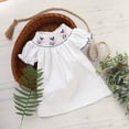 thumbnail image 2 of ZEHJUHAN Toddler Girls' Bunny Embroidered Dress, Ruffle Puff Sleeve A-Line Party Dress with Back Buttons White，18-24M, 2 of 12