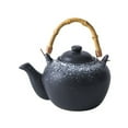 thumbnail image 1 of Japanese Style Teapot Exquisite Ceramic Tea kettle Creative Bamboo Handle Portable Tea Pot (Big Teapot Ink Snow), 1 of 7