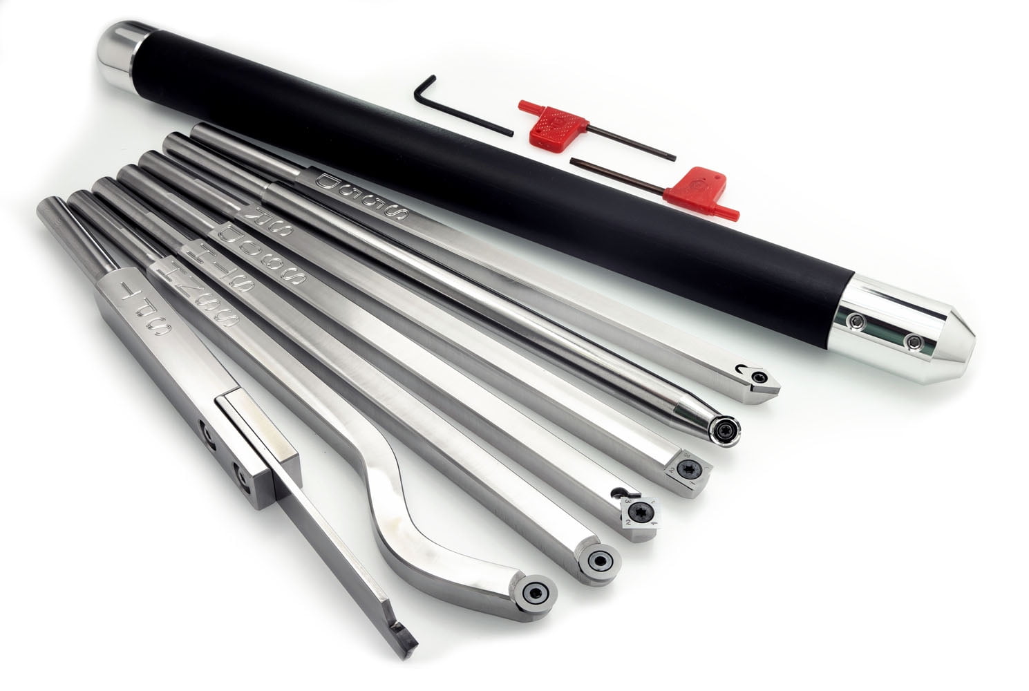 Package of 7 Carbide Woodturning Tools with Interchangeable Handle