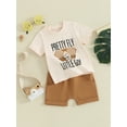 thumbnail image 3 of vera natura Baby Boy Summer 2 Piece Outfits, Short Sleeve Letter Star Print Tops + Elastic Waist Shorts Set, 3 of 9