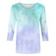thumbnail image 4 of Busydd Womens Tops Fashion Tie Dye Blouses Casual Loose Round Neck T-Shirts 3/4 Length Sleeve Shirts Going Out Tops for Women, 4 of 5