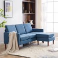 thumbnail image 2 of Yardi Yard Fabric L-Shape Couch with Reversible Ottoman, 3-Seat Sectional Sofa for Living room, Navy Blue, 2 of 9
