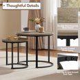 thumbnail image 3 of Nesting End Table Set of 2, Round Rustic Stacking Side Tables with Sturdy Metal Base for Living Room, Tea Room, Small Space, Apartment, Gray, 3 of 6