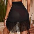 thumbnail image 5 of Women Ruffle Trim Sheer Beach Skirt Cover Up Lace Up Skirt Beach Wrap Bikini Shiny Wraps Cover Ups For Swimwear Mesh Drawstring Cover Up Skirt Bathing Suit Cover Ups Women plus Size Swimsuit Cover Ups, 5 of 7
