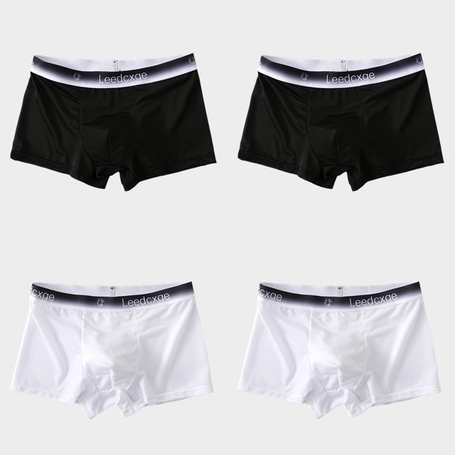 Summer Men Boxers Ice Silk Seamless Panties Ultra-thin Gradient Color Underpants Breathable 4 PCS Set Slip Silk Panties Men 9 L