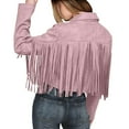 thumbnail image 5 of Women's Casual Jackets Women's Fashion Fringe Suede Leather Tassel Motorcycle Cropped Coats for Everyday Wear, 5 of 9