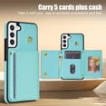 thumbnail image 6 of Wallet Case for Samsung Galaxy S22 Crossbody with Card Holder Shoulder Strap, Magnetic Flip Folio Purse Case Kickstand PU Leather Shockproof Protective Cover for Samsung Galaxy S22, Mint, 6 of 10