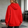 thumbnail image 4 of Women Hoodies Casual Pullover Long Sleeve Sweatshirt Kangaroo Pocket Plain Basic Fall Hoodies Red L, 4 of 6