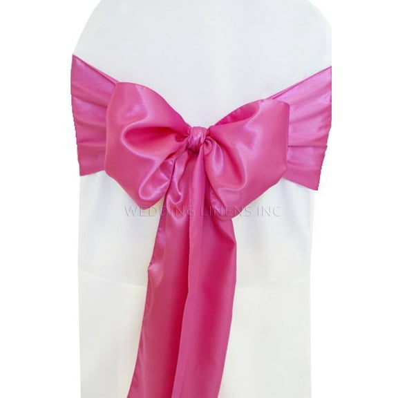 Wedding Linens Inc. (10pcs) 8" x 108" Satin Chair Sashes Chair Sash Bow ties for Wedding Party Catering Banquet Decoration Events - Azalea