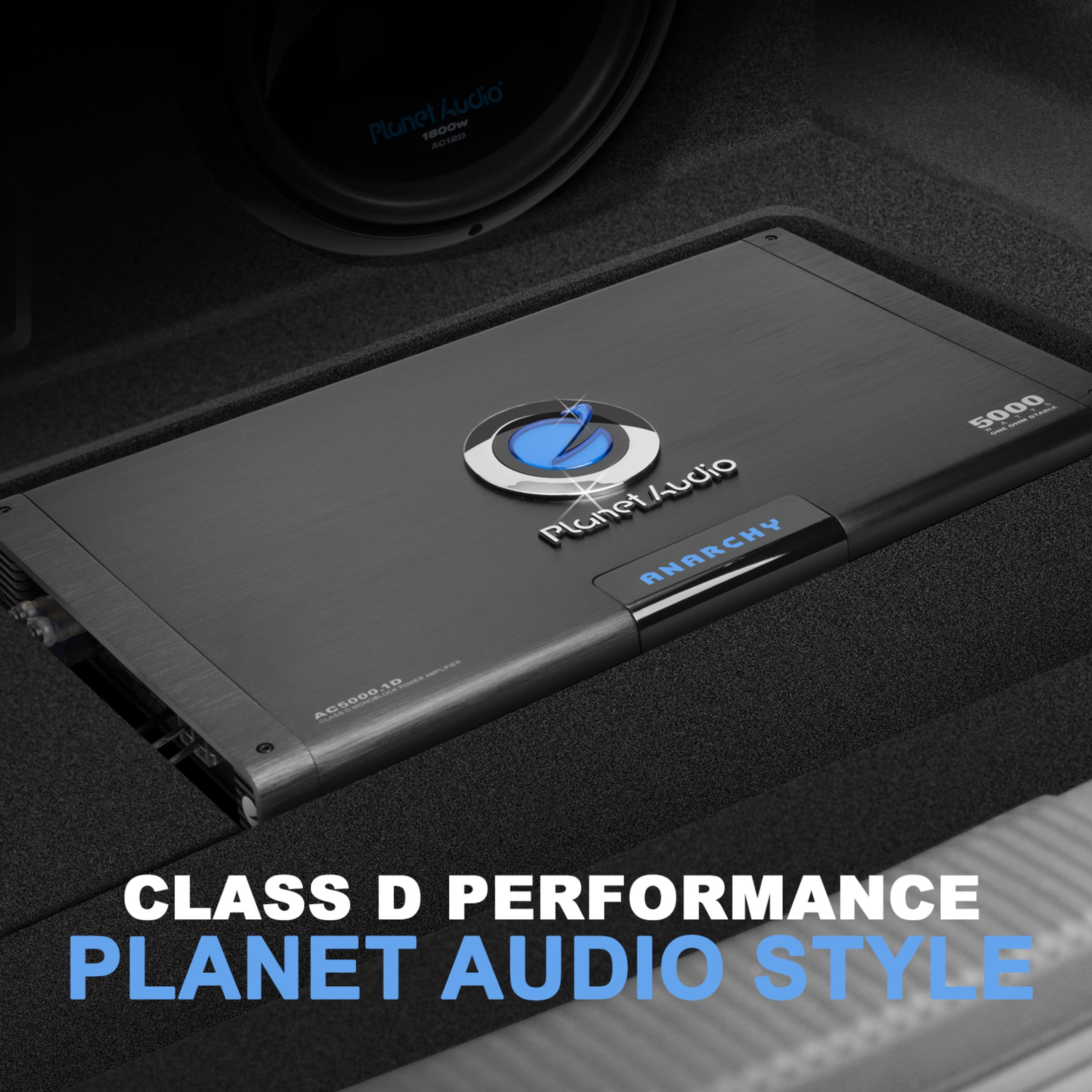 Planet Audio AC5000.1D Anarchy Series Class D Monoblock Car Amplifier - 5000 High Output, 1 Ohm Stable, Low Level Inputs, Low Pass Crossover, MOSFET Power