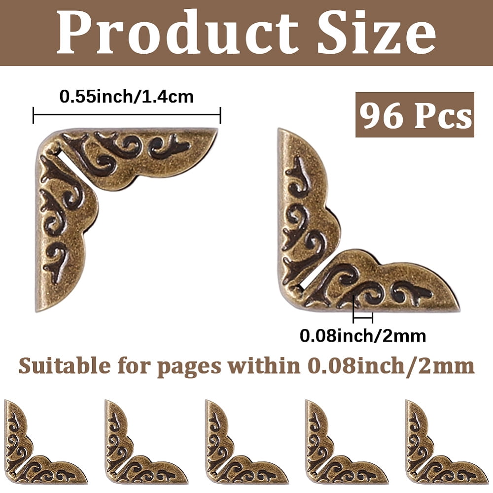 96Pcs Iron Bag Decorate Corners Protector Triangle Carved Edge Guard Protector for Handbags Book Album Accessories Bronze 1.4x1.4cm DIY