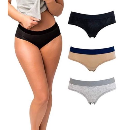 Women's Cotton Hipster Underwear Panties (3-Pack) | Cotton Spandex with Elastic Waistband